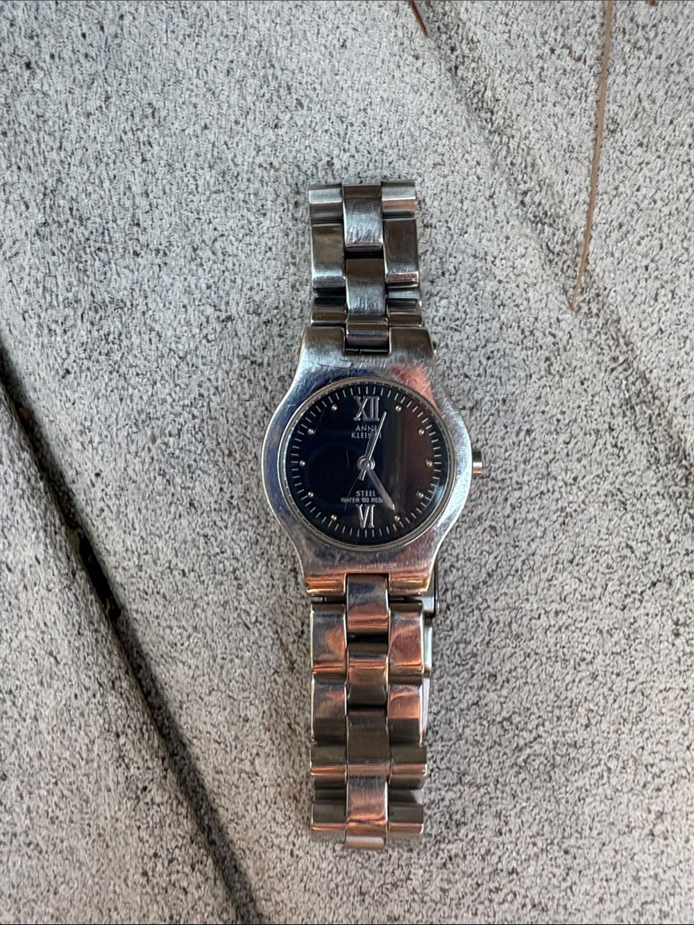 Anne Klein Silver Bracelet Watch with Black Dial
